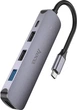 USB-хаб Hoco HB27 Type-C multi-function converter (HDTV+USB3.0+USB2.0 x 2+PD) Metal Gray (6931474769329) - зображення 3