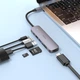 USB-хаб Hoco HB28 Type-C Multi-function Converter (HDTV+USB3.0+USB2.0+SD+TF+PD) Metal Gray (6931474769336) - изображение 6