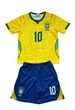 Детская футбольная форма Neymar Brazil Неймар Бразилия (Номер 10) Основная форма. Новый сезон 2026/2027. Размер 30 (на рост 155-165см) Вышитые эмблемы. Футболка + шорты. - изображение 1