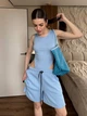 Костюм женский шорты+акцентный боди голубого цвета 38433 42/44 - изображение 2