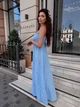 Сарафан женский макси с широкой юбкой голубого цвета 38448 One Size - изображение 4
