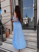 Сарафан женский макси с широкой юбкой голубого цвета 38448 One Size - изображение 5