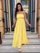 Сарафан женский макси с широкой юбкой желтого цвета 38455 One Size - изображение 1
