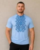 Футболка вышиванка трикотажная мужская Стихия 2XL Голубая - изображение 1
