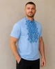 Футболка вышиванка трикотажная мужская Стихия 2XL Голубая - изображение 3