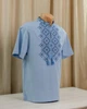 Футболка вышиванка трикотажная мужская Стихия 2XL Голубая - изображение 4