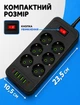 Удлинитель сетевой фильтр 2 м на 6 розеток + 4USB + 2Type-C UA Power F33U Черный - изображение 6
