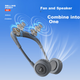 Newmine PBS002 Вентиляторний динамік з Bluetooth, безшумний складний вентилятор, музичний путівник, динамік для дітей для занять спортом та велоспортом на відкритому повітрі, білий. - зображення 5