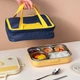 Ланч-бокс WORTHBUY из нержавеющей стали 316 с термоизоляцией для учеников начальной школы, портативный, с отделениями, в мокко-коричневом цвете, 5 отделений + сумка. - изображение 4