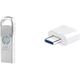 Флеш-накопитель HP 64 ГБ USB 2.0 с адаптером Type-C, V206w, серебристый металлик, миниатюрный USB-накопитель для бизнеса. - изображение 1