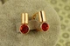 Сережки Xuping Jewelry Модуль з червоним каменем Сваровські 1,7 см золотисті - зображення 1