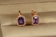 Сережки Xuping Jewelry Авангард з фіолетовим каменем 1,4 см золотисті - зображення 1