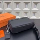 Мужская кожаная сумка через плечо 25х18х6 Hermes Black - изображение 4