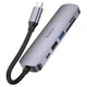 USB-хаб HOCO HB28 Type-C multi-function converter(HDTV+USB3.0+USB2.0+SD+TF+PD) Metal Gray - зображення 4