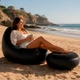 Надувне крісло Air Sofa з пуфом і насосом 116х88х83 см для дому дачі саду та відпочинку чорне - зображення 7