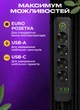Сетевой фильтр удлинитель 4 розетки 3хUSB-A 1xUSB-C 5 метров черный переноска с юсб портами разветвитель питания электрическая сетевая колодка для дома офиса зарядки телефона смартфона бытовой техники - изображение 3
