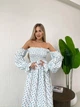 Женское платье муслиновое макси бело-синее 42-48 р5041.м462-1 - изображение 2