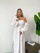 Женское платье муслиновое макси молочно-розовое 42-48 р5041.м462-1 - изображение 5