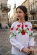 Вышитая блузка с маками в украинском стиле Маричка, белая, хлопок, длинный рукав, на девочку 140 см - изображение 10