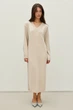 Жіноча тепла сукня з V-подібними вирізом RicaMare L-XL Бежевий (RM4298-25DD---2604) - зображення 1