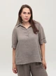 Блуза жіноча темно-бежева лляна 686-5 ONE SIZE - зображення 6