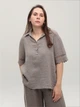 Блуза жіноча темно-бежева лляна 686-5 ONE SIZE - зображення 7