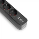 Мережевий подовжувач VIDEX ONCORD з/з 3п 3м (3x1.5мм) 2.4А 2USB+USB-C з кнопкою Black - зображення 4