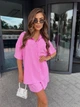 Костюм женский легкий шорты+рубашка розового цвета 38498 L-XL - изображение 4
