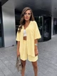 Костюм женский легкий шорты+рубашка желтого цвета 38491 L-XL - изображение 3
