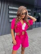 Костюм женский легкий шорты+рубашка малинового цвета 38500 L-XL - изображение 5