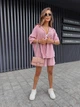 Костюм женский легкий шорты+рубашка пудрового цвета 38493 L-XL - изображение 1