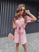 Костюм женский легкий шорты+рубашка пудрового цвета 38493 L-XL - изображение 4