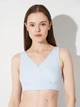 Комплект для кормления KOKO Boutique: топ на запах и высокие послеродовые трусы с карманом Голубой, S/M - изображение 2
