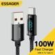 Кабель для заряджання та передачі даних Essager 100 W 7A Display Fast Charging Cable USB - Type-C / 2м / Чорний - зображення 3