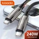 Кабель Toocki 240W (48V/5А) PD3.1 для заряджання та передачі даних, Type-C to Type-C, BLACK, 2м - зображення 1