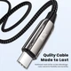 Кабель Toocki 240W (48V/5А) PD3.1 для заряджання та передачі даних, Type-C to Type-C, BLACK, 2м - зображення 5