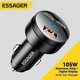 Автомобильное зарядное устройство Essager(FSJ-008) 105W с дисплеем / Black / Car Charger USB-A Type-C - изображение 1