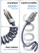 Кабель Спиральный Toocki Type-C – Type-C PD 100W (20V/5A) LED дисплей быстрая зарядка 1,8м Grey - изображение 3