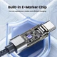 Кабель Спиральный Toocki Type-C – Type-C PD 100W (20V/5A) LED дисплей быстрая зарядка 1,8м Grey - изображение 6