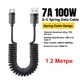 Кабель Спіральний Essager(ES-X66) / USB-A – Type-C / PD 100W 7A / 480 Mbps /швидка зарядка / 1,2м Black - зображення 1