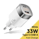 Сетевое зарядное устройство Essager 33W GaN (ES-CD45W) / Display / Type-C + USB A / White - изображение 1