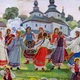Інтер'єрна картина Гаївки біля церкви, Іван Гончар, веснянки, українські традиції, 24×42 см (id5958) - зображення 3