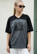 Футболка Жіноча Стаф Чорно Сіра Оверсайз Спортивна Staff 13 Black & Graphite Oversize M (395181) - зображення 1