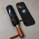 Складной зонт BMW полный автомат с логотипом БМВ, мужской зонтик бмв с системой антиветер чёрный - изображение 4