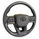 Руль для Toyota Land Cruiser 100, Prado 120. Серое дерево. Черный логотип. В стиле LC300. В сборе. - изображение 2