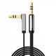 Аудіокабель плоский mini jack 3.5 мм UGREEN Straight to Angle Flat Cable з кутовим L-подібним штекером AUX 2 м Grey Black - зображення 1