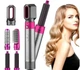Фен-щетка 5 в 1 Hot Air Styler для различных типов волос, с функциями придания объема / выпрямления, мультистайлер для укладки волос, 1000 Вт, серый с розовым - изображение 9