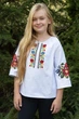 Лляна вишиванка для дівчинки біла з червоною вишивкою 116 - изображение 1