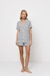 Пижама женская рубашка с шортами Aruelle Beatrich pajama short S белая в тигровый принт - изображение 2