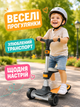 Дитячий самокат-біговел 2в1 чорний триколісний складаний із сидінням музикою підсвічуванням коліс та регульованим кермом (49675962) - зображення 8